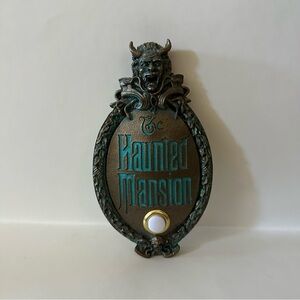 Disney Haunted Mansion Doorbell Plaque Faux Bronze Teal Blue Gold